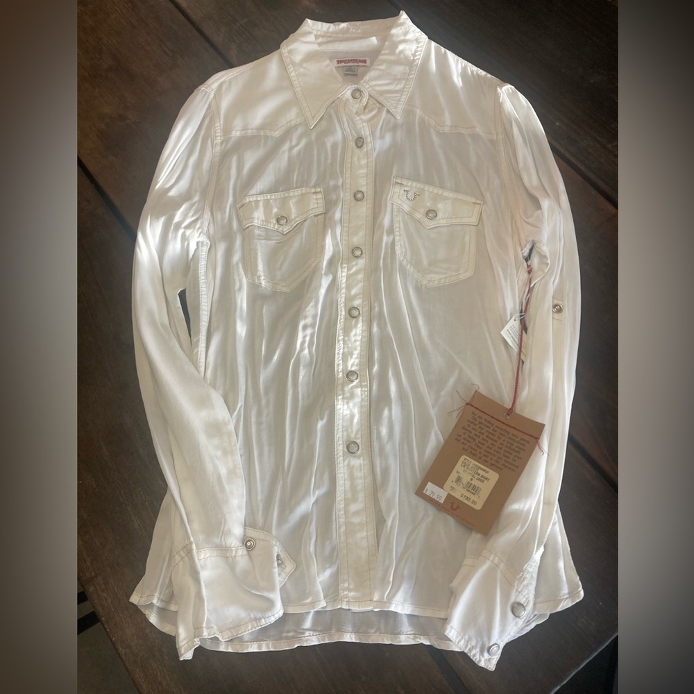 NWT Swarovski Crystal True Religion Pearl Snap Western Top